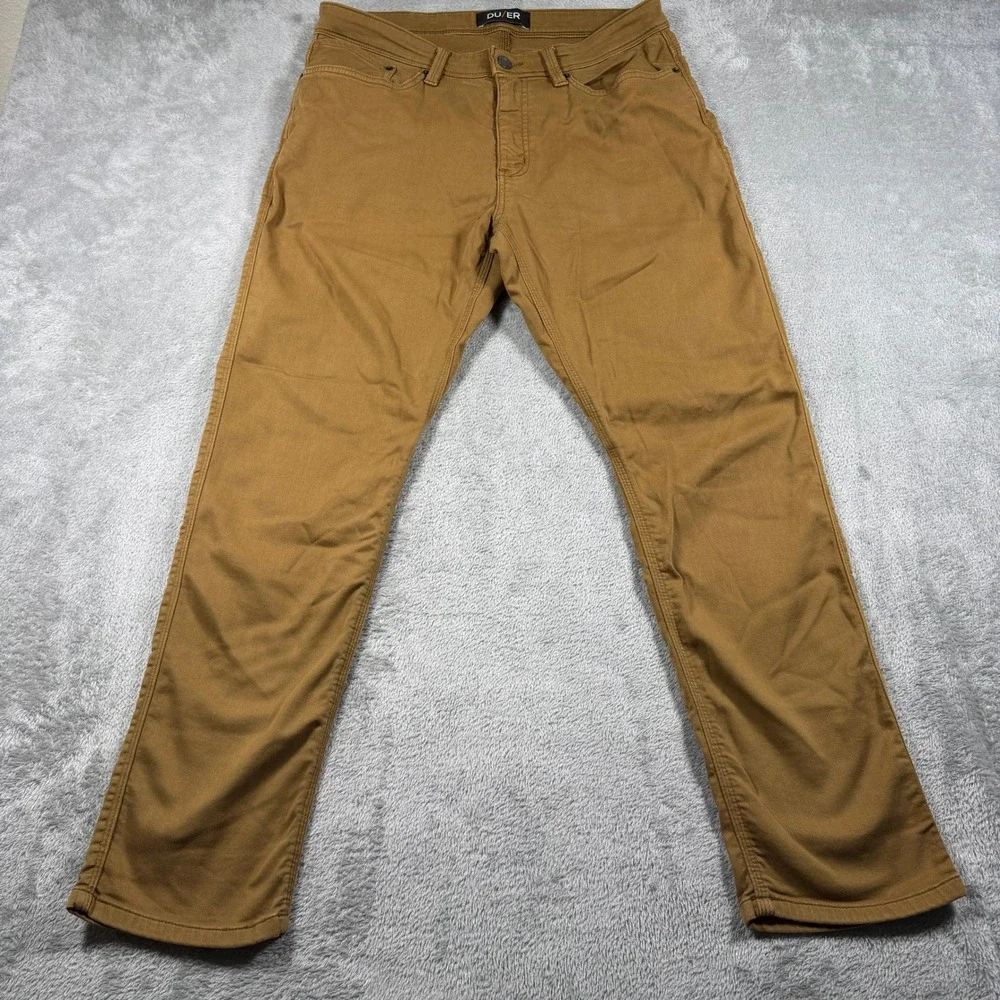 DU/ER N2X Relaxed Taper Pants Mens 34x30 Brown Stretch Performance